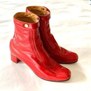 Vintage Red Mod Boots - McB's Tall Girls Flattering Footwear - Size 10.5 B